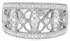 ESTATE WIDE .51CT DIAMOND 14K WHITE GOLD 3D OPEN FILIGREE MULTI ROW WEDDING RING