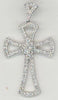 ESTATE .25CT DIAMOND 14KT 2 TONE GOLD 3D CLASSIC FLOWER CROSS FLOATING PENDANT