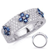 WIDE 1.10CT DIAMOND & AAA SAPPHIRE 14KT WHITE GOLD 3D MULTI ROW FLOWER FUN RING