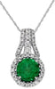 .80CT DIAMOND & AAA EMERALD 14K WHITE GOLD ROUND HALO TEAR DROP FLOATING PENDANT