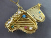 ANTIQUE LARGE .52CT MULTI GEM 14K YELLOW GOLD HANDCRAFTED PIANO PENDANT #26439