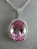 ESTATE LARGE 6.27CT DIAMOND & PINK TOPAZ 14KT GOLD 3D OVAL HALO FLOATING PENDANT