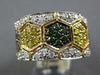 ESTATE WIDE 1.36CT MULTI COLOR DIAMOND 14KT YELLOW GOLD HEXAGON FUN RING