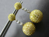 LARGE 7.28CT WHITE & FANCY YELLOW DIAMOND 18KT 2 TONE GOLD BALL HANGING EARRINGS