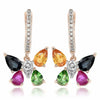 1.99CT DIAMOND & MULTI GEM 14KT ROSE GOLD BUTTERFLY LEVERBACK HANGING EARRINGS