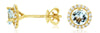.79CT DIAMOND & AAA AQUAMARINE 14KT YELLOW GOLD ROUND HALO MARTINI STUD EARRINGS