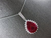 LARGE 12.63CT DIAMOND & AAA RUBY 14K WHITE GOLD PEAR SHAPE & ROUND PENDANT 28019