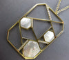 ESTATE .33CT DIAMOND & AAA MOTHER OF PEARL 14KT YELLOW GOLD HEXAGON FUN NECKLACE