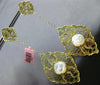 EXTRA LARGE 20.76CT DIAMOND & MOONSTONE 14KT YELLOW GOLD FLOWER HANGING EARRINGS