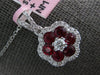 ESTATE 1.12CT DIAMOND & AAA RUBY 14KT WHITE GOLD CLASSIC FLOWER FLOATING PENDANT