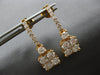 ESTATE LARGE 2.12CT DIAMOND 18KT ROSE GOLD CLUSTER SQUARE FUN HANGING EARRINGS