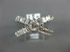 LARGE 2.10CT DIAMOND 14K WHITE GOLD ROUND & BAGUETTE CRISS CROSS ENGAGEMENT RING
