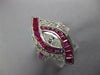 ESTATE LARGE 3.57CT DIAMOND & AAA RUBY 14K WHITE GOLD MARQUISE FILIGREE FUN RING