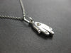 SMALL .04CT DIAMOND 14KT WHITE GOLD MATTE & SHINY HAMSA CHAMSA FLOATING PENDANT