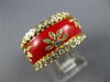 WIDE 1.46CT DIAMOND & RED ENAMEL 18KT YELLOW GOLD MULTI FLOWER ETERNITY FUN RING