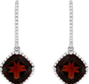 5.71CT DIAMOND & AAA GARNET 14KT WHITE GOLD 3D HALO GEOMETRICAL HANGING EARRINGS