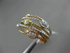 ESTATE WIDE .24CT DIAMOND 18KT TRI COLOR GOLD 3D MULTI ROW CRISS CROSS OVAL RING