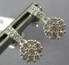 ESTATE SMALL .50CT DIAMOND 14KT WHITE GOLD 3D FLOWER CLUSTER HANGING EARRINGS