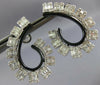 3.39CT DIAMOND & BLACK ENAMEL 18KT WHITE GOLD TEAR DROP HOOP HANGING EARRINGS