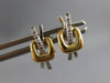 ESTATE .04CT DIAMOND 14KT 2 TONE GOLD 3D CRISS CROSS X SQUARE HANGING EARRINGS