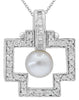 .52CT DIAMOND & AAA SOUTH SEA PEARL 14KT WHITE GOLD SQUARE FUN FLOATING PENDANT