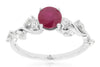 ESTATE 1.43CT DIAMOND & AAA RUBY 14K WHITE GOLD ROUND & MARQUISE ENGAGEMENT RING
