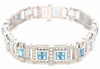 8.28CT DIAMOND & AAA AQUAMARINE 18KT WHITE GOLD PRINCESS & ROUND TENNIS BRACELET