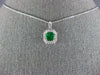ESTATE 1.11CT DIAMOND & AAA EMERALD 18KT WHITE GOLD 3D ROUND & BAGUETTE PENDANT