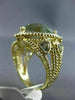 EXTRA LARGE 12.16CT DIAMOND & GREEN AMETHYST 14KT 2TONE GOLD FILIGREE HALO RING