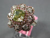 LARGE GIA 3.42CT WHITE PINK & GREEN DIAMOND 18KT 2 TONE GOLD 3D ENGAGEMENT RING