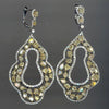 EXTRA LARGE 12.22CT WHITE & FANCY YELLOW DIAMOND 18K 2 TONE GOLD FLORAL EARRINGS