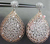 ESTATE EXTRA LARGE .36CT DIAMOND 14K WHITE & ROSE GOLD 3D WOVEN HANGING EARRINGS