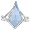 4.04CT DIAMOND & AAA BLUE TOPAZ 14KT WHITE GOLD PEAR SHAPE & ROUND INFINITY RING