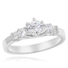 ESTATE .81CT DIAMOND PLATINUM CLASSIC ROUND & BAGUETTE 7 STONE ENGAGEMENT RING