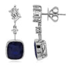 LARGE 7.06CT DIAMOND & AAA SAPPHIRE 18KT WHITE GOLD 3 STONE FUN HANGING EARRINGS