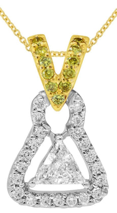 .37CT WHITE & FANCY YELLOW DIAMOND 18K 2 TONE GOLD 3D LOVE KNOT FLOATING PENDANT