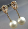 ESTATE LARGE 2.80CT DIAMOND & AAA MORGANITE & PINK PEARL 18K ROSE GOLD HANGING EARRINGS