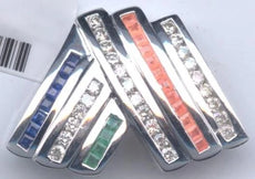 1.71CT DIAMOND & AAA MULTI COLOR STONE 14KT WHITE GOLD MULTI ROW V SHAPE PENDANT