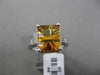 ANTIQUE 3.24CT DIAMOND & AAA CITRINE 14KT WHITE GOLD FILIGREE EMERALD CUT RING