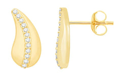 ESTATE .19CT DIAMOND 14KT YELLOW GOLD 3D TEAR DROP FUN STUD HANGING EARRINGS