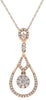 ESTATE .54CT DIAMOND 14K ROSE GOLD CLASSIC FLOWER TEAR DROP FUN FLOATING PENDANT