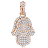 LARGE 3.04CT DIAMOND 14KT ROSE GOLD 3D ROUND & BAGUETTE CHAMSA HAMSA PENDANT