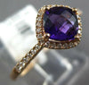 ESTATE 1.02CT DIAMOND & AAA AMETHYST 14KT ROSE GOLD 3D CUSHION HALO FUN RING