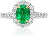 ESTATE 1.76CT DIAMOND & AAA EMERALD 14K 2 TONE GOLD OVAL PYRAMID ENGAGEMENT RING