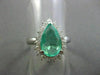 ESTATE LARGE 2.10CT DIAMOND & AAA COLOMBIAN EMERALD PLATINUM ENGAGEMENT RING