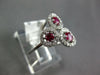 ESTATE 1.57CT DIAMOND & AAA RUBY 14KT WHITE GOLD 3D ROUND HALO FLOWER FUN RING