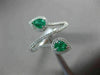 ESTATE WIDE .60CT ROUND DIAMOND & AAA EMERALD 18K WHITE GOLD 3D DOUBLE LEAF RING