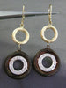 ESTATE LARGE .32CT DIAMOND 14K WHITE YELLOW & BROWN GOLD CIRCLE HANGING EARRINGS