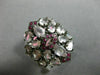ESTATE 5.25T AAA PINK SAPPHIRE RUBY & WHITE QUARTZ 14KT WHITE GOLD 3D CROWN RING