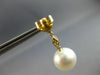 ESTATE LARGE .45CT DIAMOND & AAA SOUTH SEA PEARL 18KT YELLOW GOLD CLASSIC LEAF EARRINGS